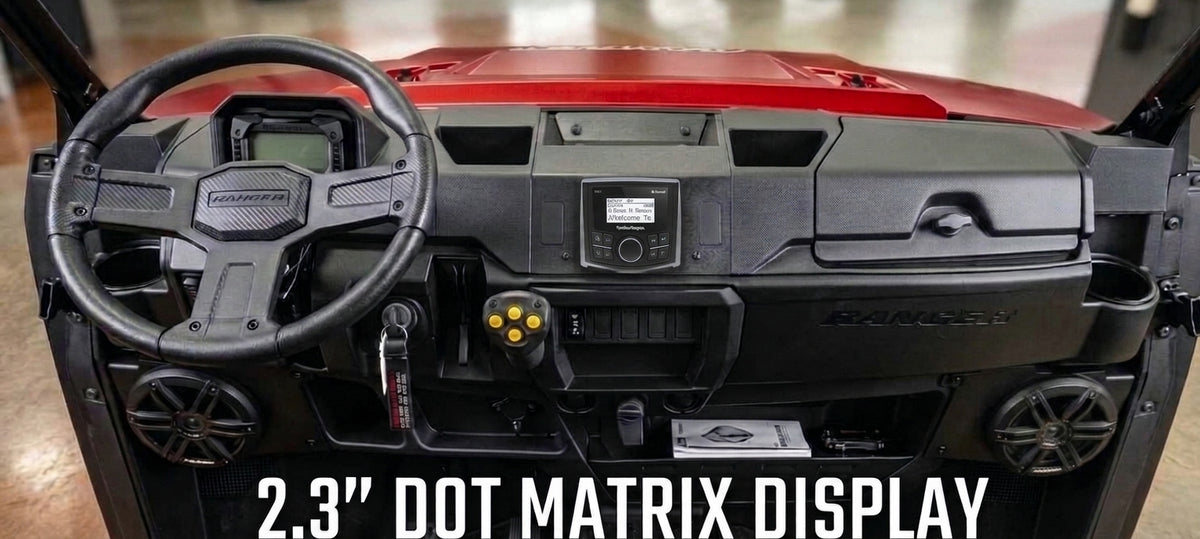 2025 - 2027 Polaris Ranger XP 1000 / 1000 Dash Mounted Audio Kit - Rockford Fosgate PMX-1 Receiver (2.3" Dot Matrix Display) - MO-65B Speakers