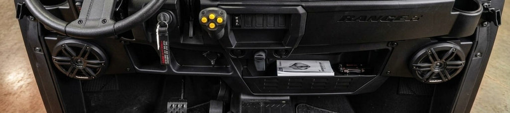 2025 - 2027 Polaris Ranger Ride Command XP 1000 / 1000 Dash Speaker Mounts with Rockford Fosgate M0-65B Speakers