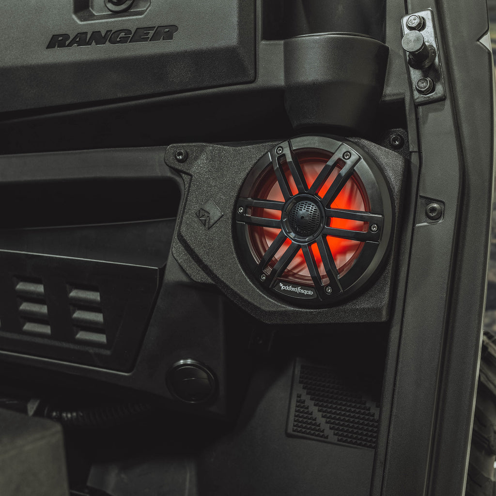 2018 - 2024 Polaris Ranger XP 1000 Rockford Fosgate RNGR18-STG6 - Front / Rear Speakers / 10" Ported Subwoofer / 1500 Watts