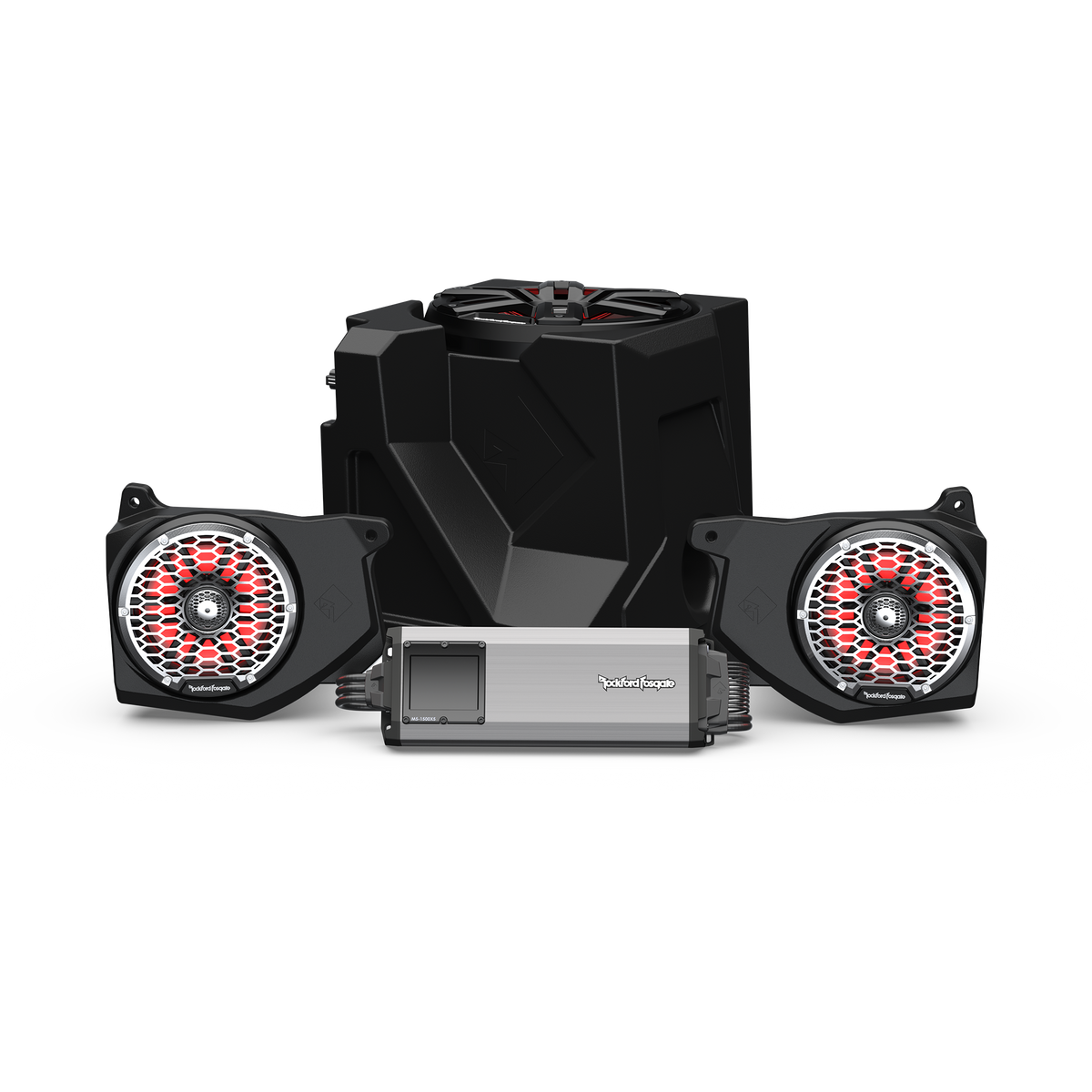 2019 - 2024 Polaris Ranger XP 1000 Ride Command Rockford Fosgate RNGR18RC-STG5 - Front Speakers / 10" Ported Subwoofer / 1500 Watts