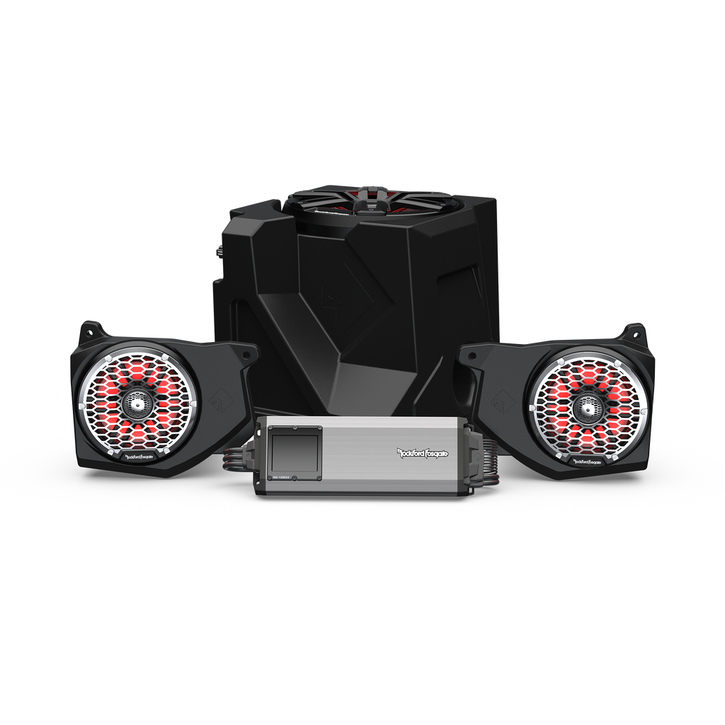 2025 - 2027 Polaris Ranger XP 1000 Ride Command Rockford Fosgate RNGR18RC-STG5 - Front Speakers / 10" Ported Subwoofer / 1500 Watts