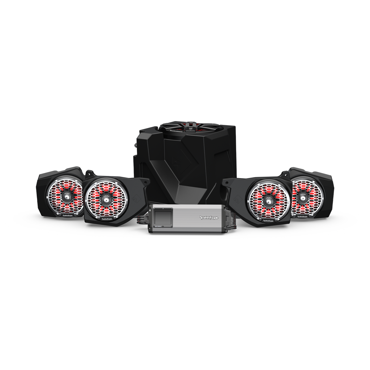 2019 - 2024 Polaris Ranger XP 1000 Ride Command Rockford Fosgate RNGR18RC-STG6 - Front / Rear Speakers / 10" Ported Subwoofer / 1500 Watts